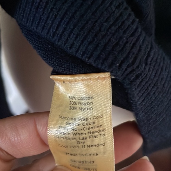 Talbots 3 Dachshunds doggies lightweight navy cotton sweater top LP - Picture 7 of 9